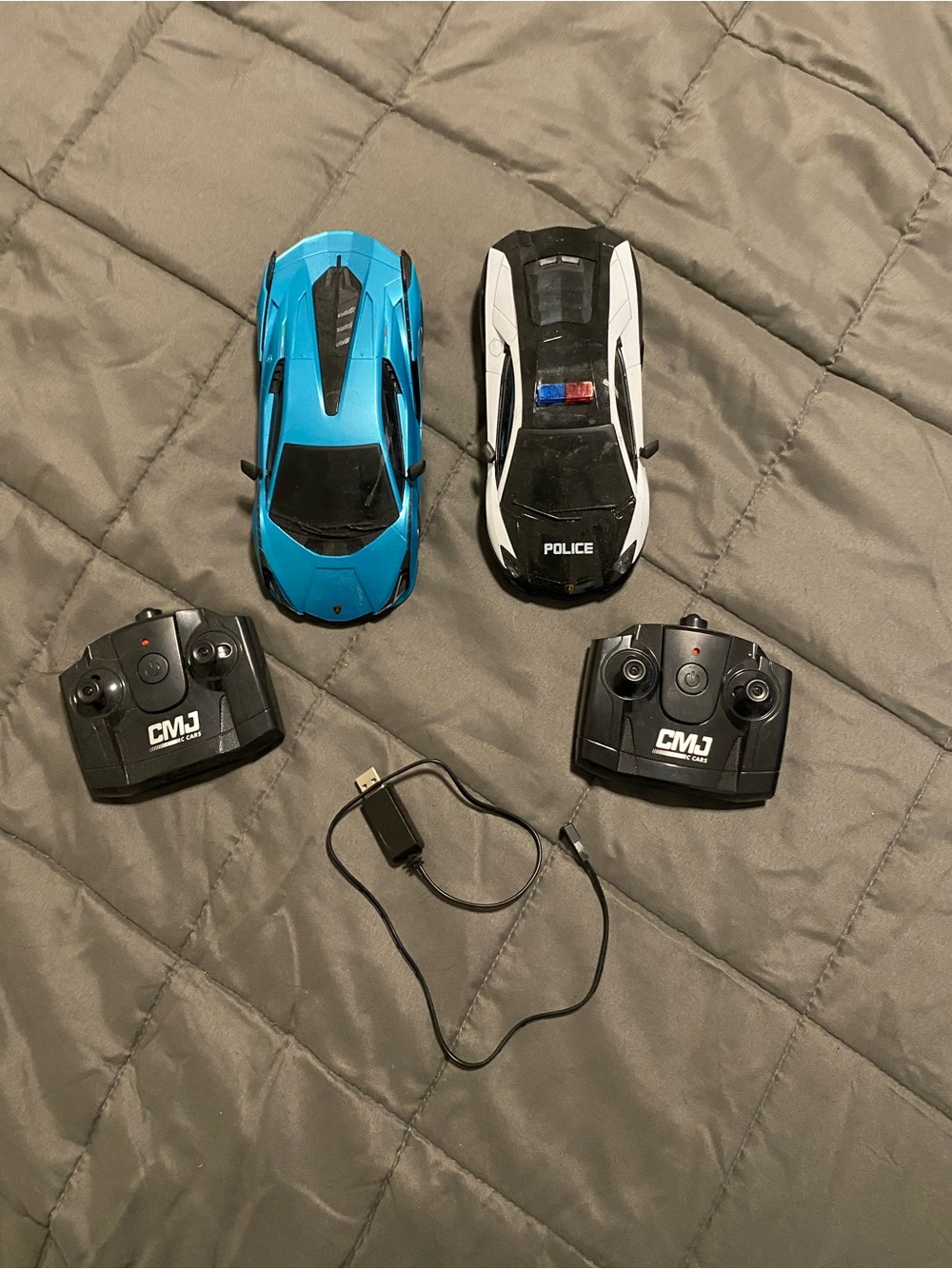 Remote Control Sports Car Duo - Blue & Black/White Police